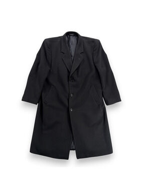 Vintage Di Silver Coat Adult EXTRA LARGE Black Cashmere Blend Satin Lined 90s